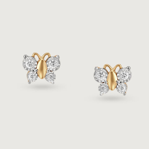 Twilight Butterfly 14KT Gold & Diamond Stud Earrings