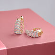 Chevron Shine Gold & Diamond Hoop Earrings,,hi-res view 1