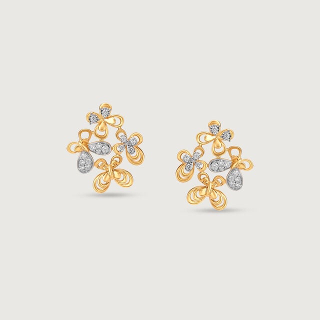 Butterfly Garden Diamond Stud Earrings,,hi-res image number null