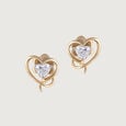 Enchanted Heart 14 kt Gold & Diamond Stud Earrings,,hi-res view 3
