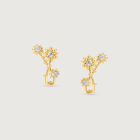 Dewdrop Daisy Diamond Hoop Earrings