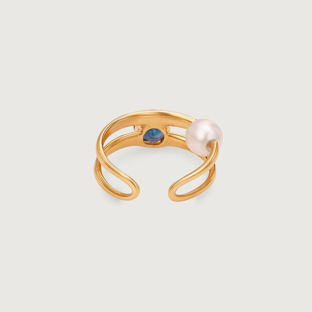 Aqua Cool Pearl & Gold Ear Cuff,,hi-res image number null