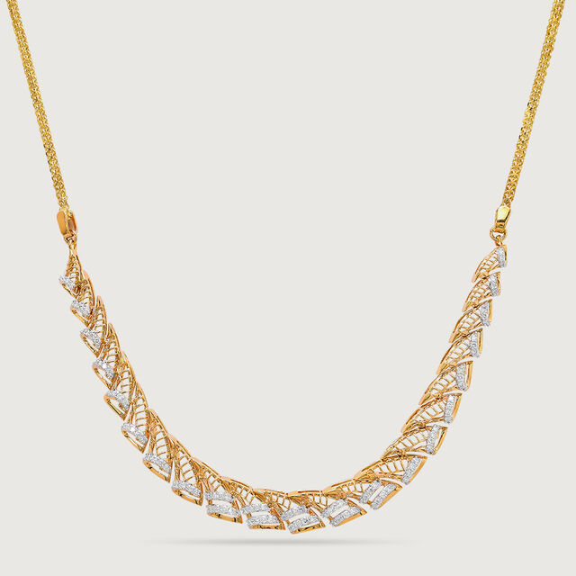 Luxe Leaf 14 Kt Gold and Diamond Necklace,,hi-res image number null