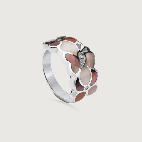 Mother of Pearl Blossom Silver Ring