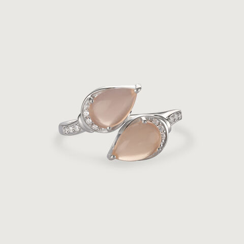 Peach Chalcedony Silver Finger Ring