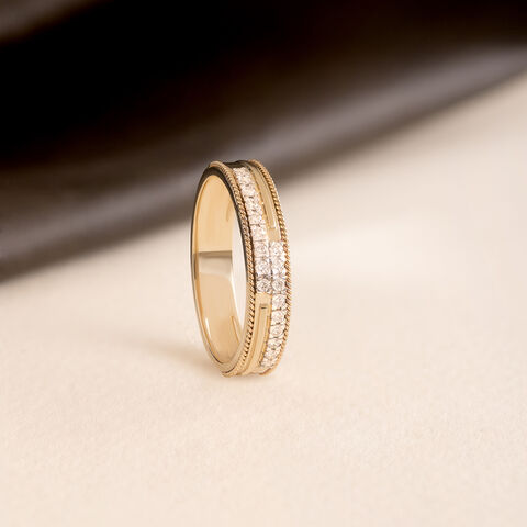Layered Precision Gold & Diamond Finger Ring for Men