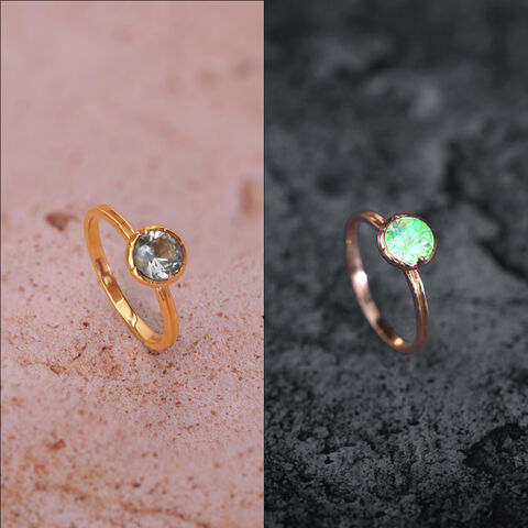 Firefly Flair 14 kt Gold & Green Amethyst Finger Ring