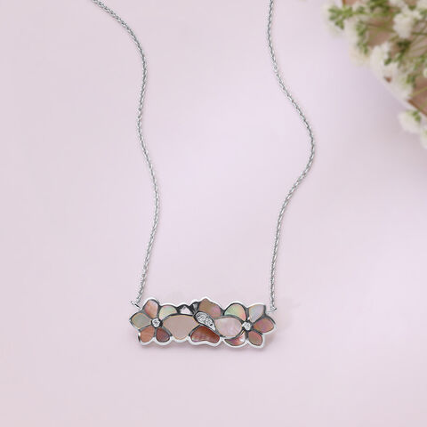 Mother of Pearl Blossom Silver Necklace
