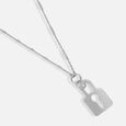 Minimalist Padlock Silver Necklace,,hi-res view 4