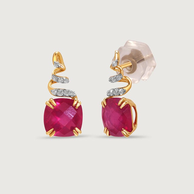 Classically Chic 14KT Ruby & Diamond Stud Earrings,,hi-res image number null