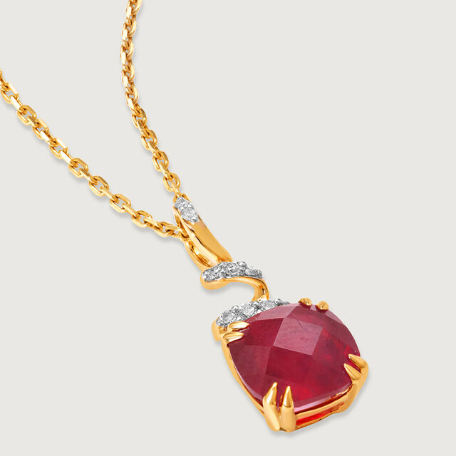 Classically Chic 14KT Ruby & Diamond Pendant,,hi-res image number null