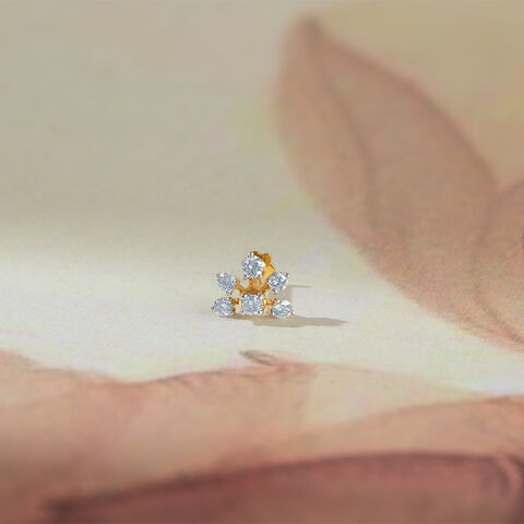 Blossoming Elegance Gold and Diamond Nose Pin