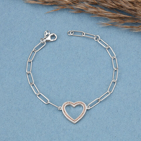 Heart Link Silver Bracelet