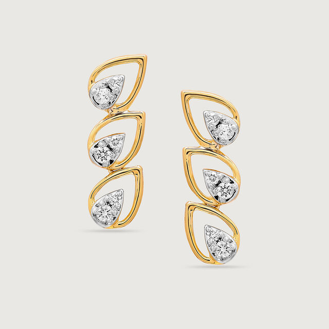 Teardrop Chic 14 Kt Gold and Diamond Drop Earrings,,hi-res image number null