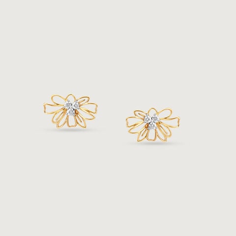 Doodle Flower Diamond Stud Earrings