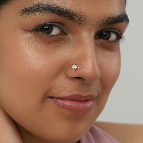 Floral Orbit Gold and Diamond Nose Pin