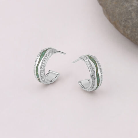 Mosaic Magic Silver Hoop Earrings