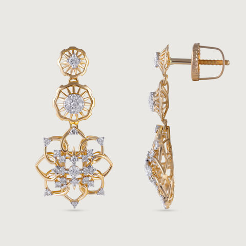 Crochet Sparkle Gold and Diamond Drop Earrings
