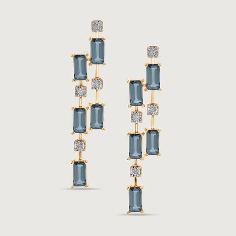 Dreamy London Blue Blaze & Diamond 14KT Drop Earrings