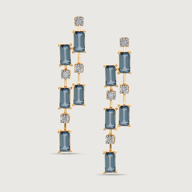 Dreamy London Blue Blaze & Diamond 14KT Drop Earrings,,hi-res image number null