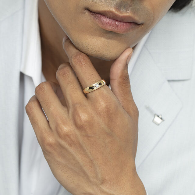 Smooth Moves Gold & Diamond Finger Ring for Men,,hi-res image number null