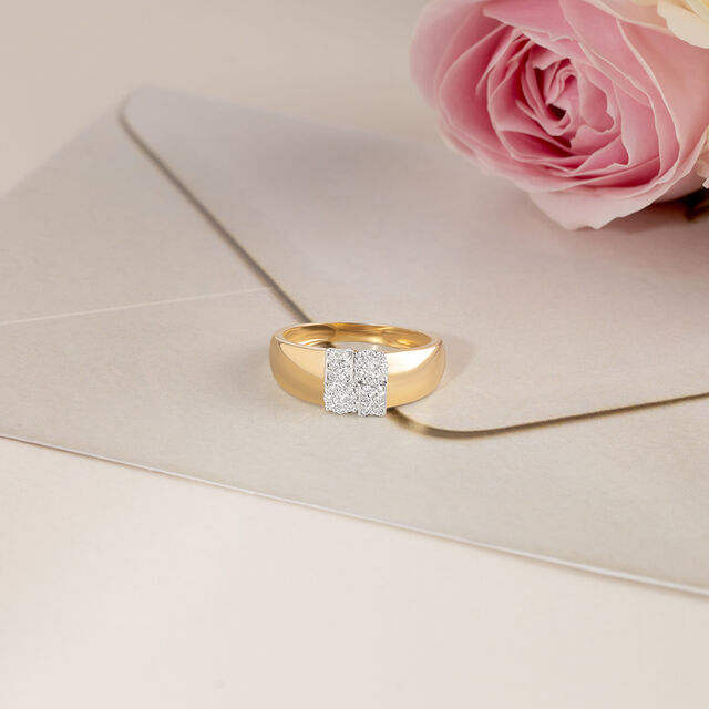 Forever Vibes Gold & Diamond Finger Ring for Men,,hi-res image number null