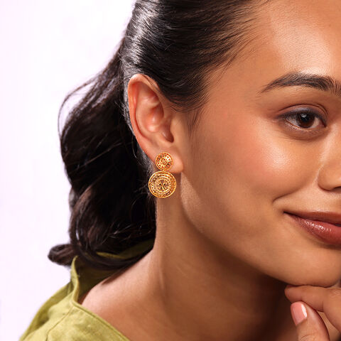 Warli Chronicles 22KT Gold Drop Earrings