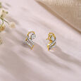 Elegant Swirl Gold & Diamond Stud Earrings,,hi-res view 1