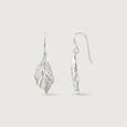 Ethereal Leaf Silver Hoop Earrings,,hi-res view 4