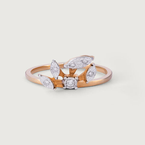 Leaf Whisper Gold and Diamond Finger Ring