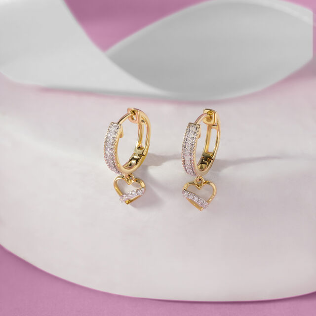 Heart Glow Gold & Diamond Hoop Earrings,,hi-res image number null