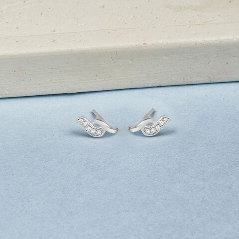 Serene Wave Silver Stud Earrings