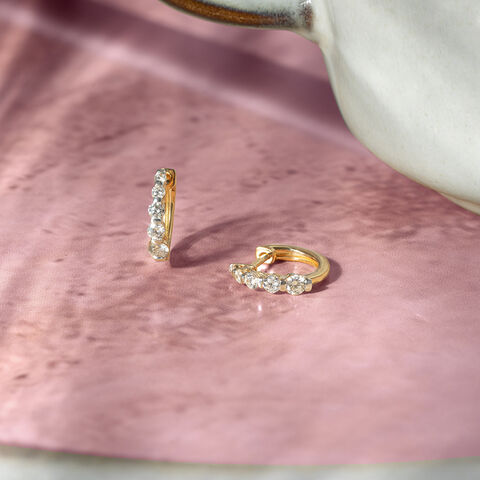 Radiant Shimmer Gold & Diamond Hoop Earrings