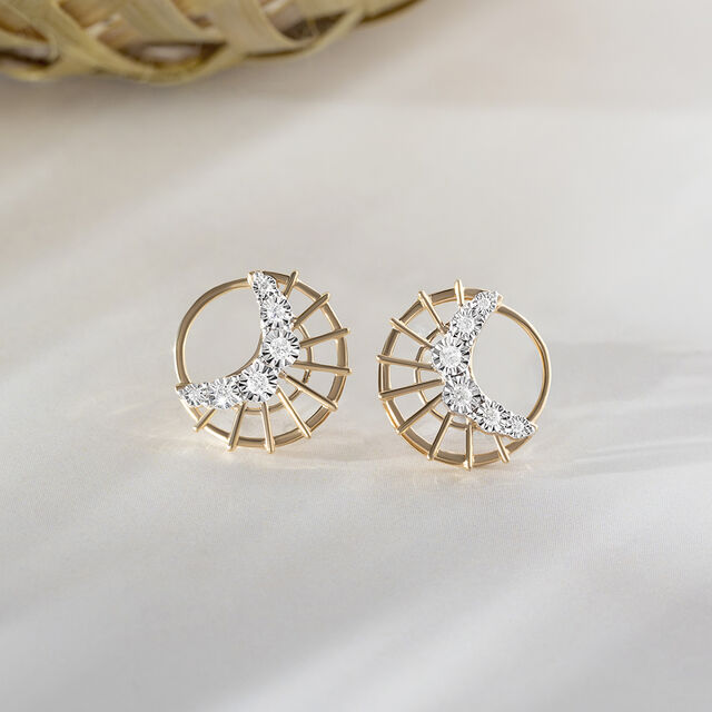 Basketry Glam Gold and Diamond Stud Earrings,,hi-res image number null