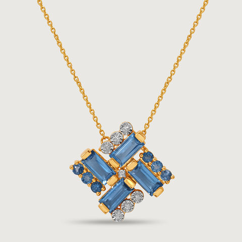 Tranquillity Twirls 14KT Diamond &  London Topaz Necklace
