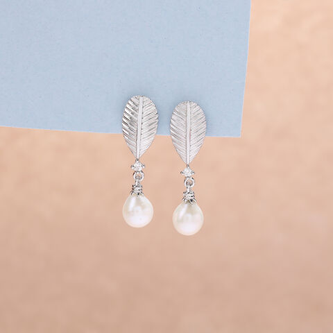 Whispering Pearl Silver Drop Earrings