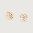 Blooming Radiance 14 Kt Gold & Diamond Stud Earrings,,hi-res view 3