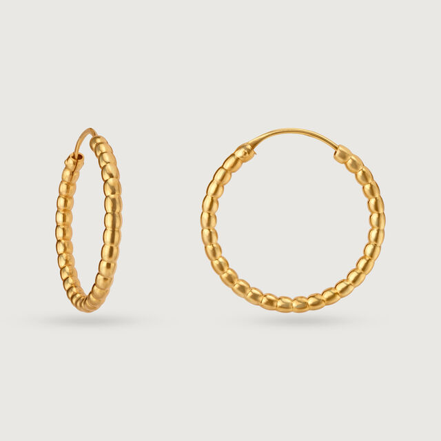 22KT Yellow Gold Radiant Beaded Hoop Earrings,,hi-res image number null