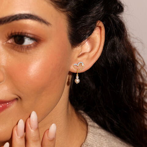 Entwined Love Pearl & Diamond Drop Earrings