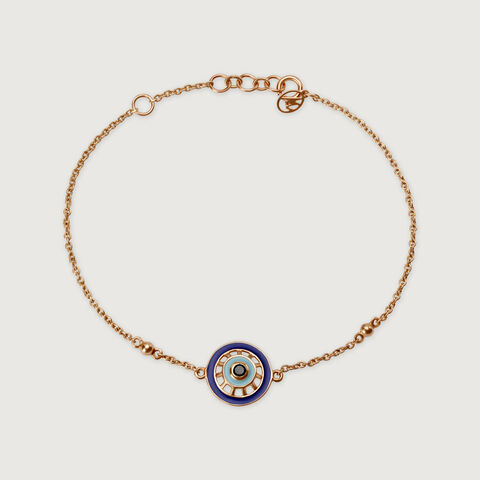 14KT Yellow Gold Wheel Of Life Evil Eye Bracelet