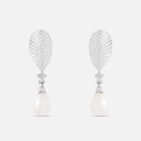 Whispering Pearl Silver Drop Earrings