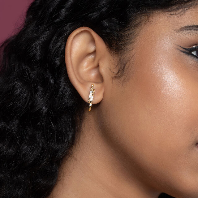 Sequin Glow Gold & Diamond Stud Earrings,,hi-res image number null