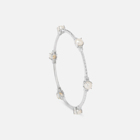 Heavenly Pearl Silver Bangle