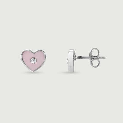 Mother of Pearl Heart Silver Stud Earrings