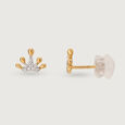 Regal Radiance 14KT Gold & Diamond Stud Earrings,,hi-res view 4