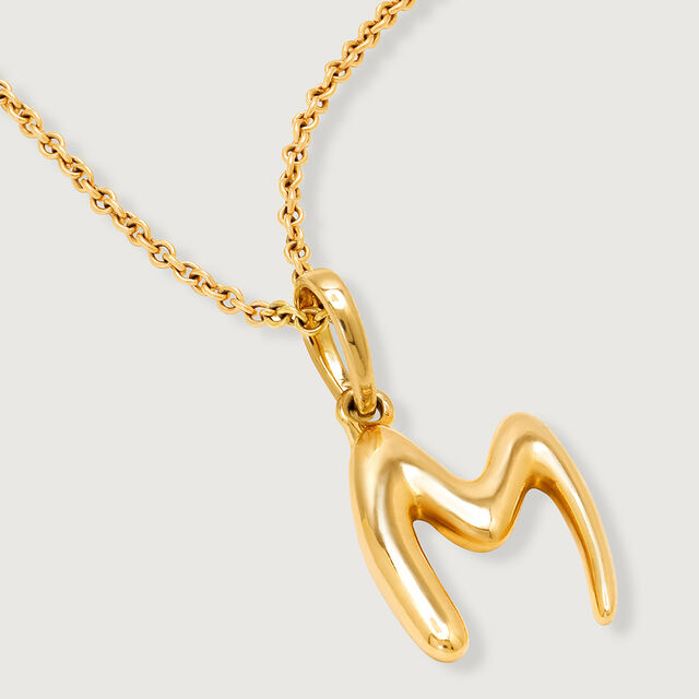 Letter Perfect 'M' Gold Pendant,,hi-res image number null