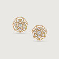 Ornate Filigree Gold & Diamond Stud Earrings,,hi-res view 3