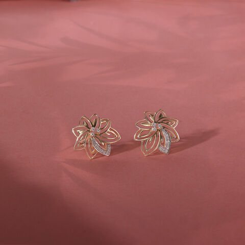 Flourishing Elegance Diamond 14KT Yellow Gold Stud Earrings