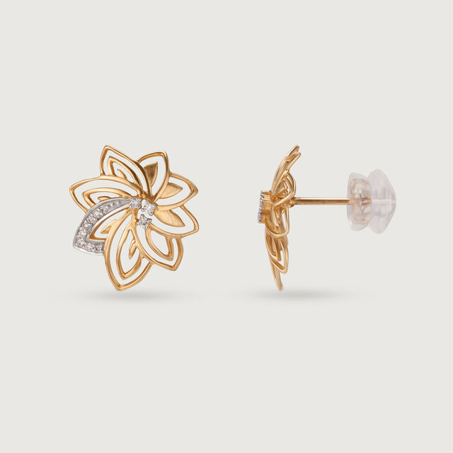 Flourishing Elegance Diamond 14KT Yellow Gold Stud Earrings,,hi-res image number null