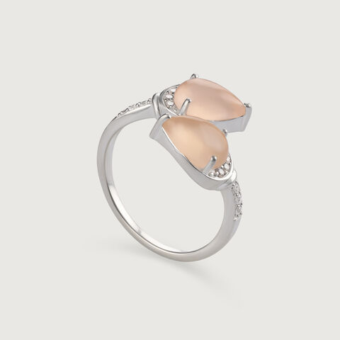 Peach Chalcedony Silver Finger Ring